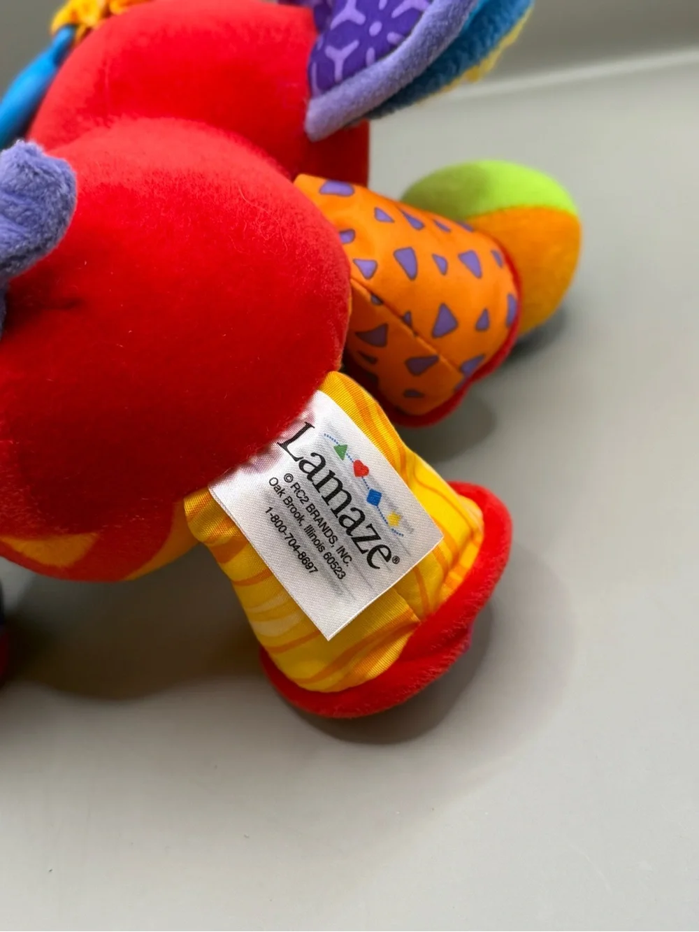 Vintage Lamaze Red Elephant Plush Stuffed Animal Baby Sensory Learning Toy